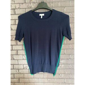 Escada Sport Navy Blue With Green Trim Short Short Sleeved Top XS